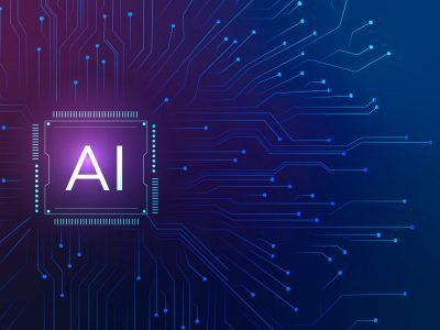AI technology microchip background vector digital transformation concept